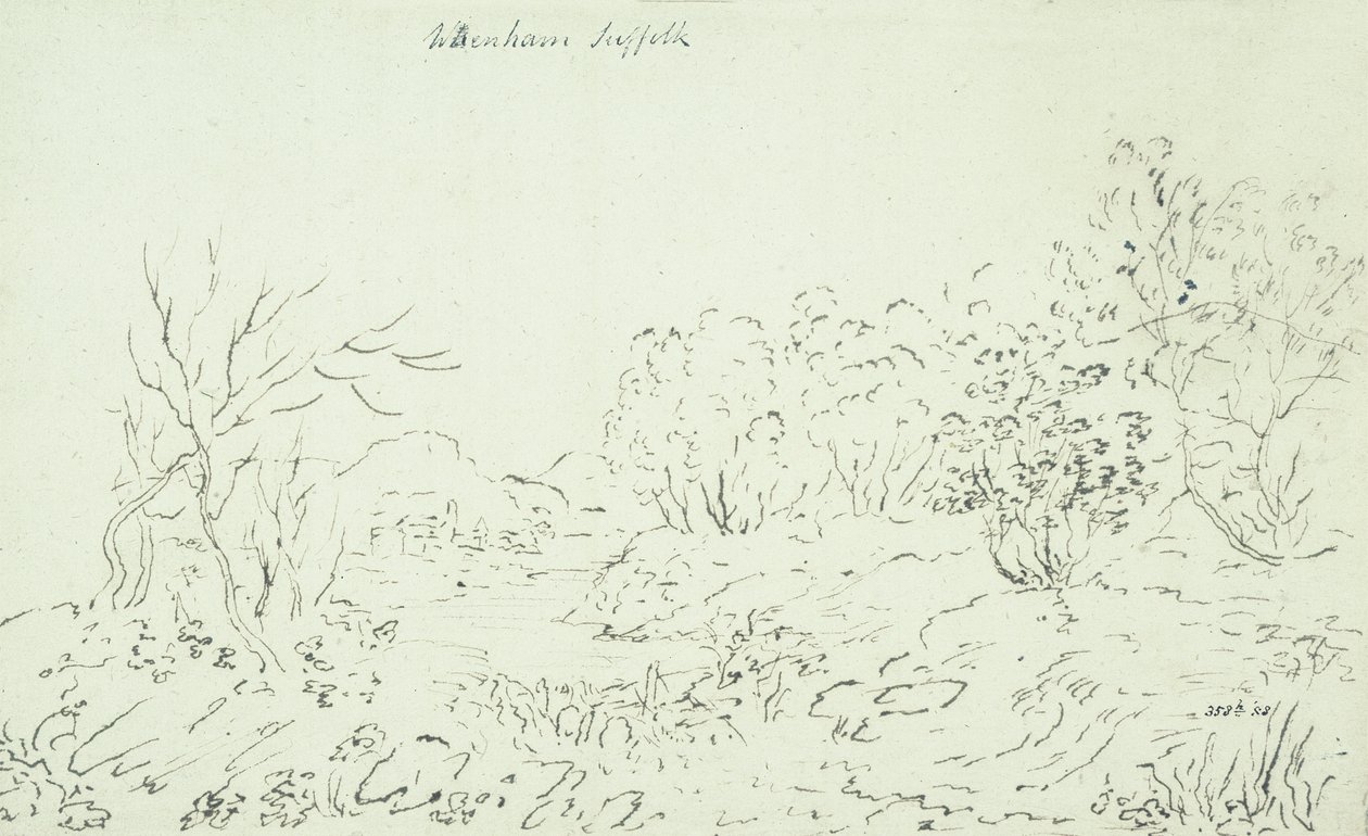 वेनहम में एक धारा के साथ लैंडस्केप, 1796 (कलम और स्याही) द्वारा जॉन कांस्टेबल