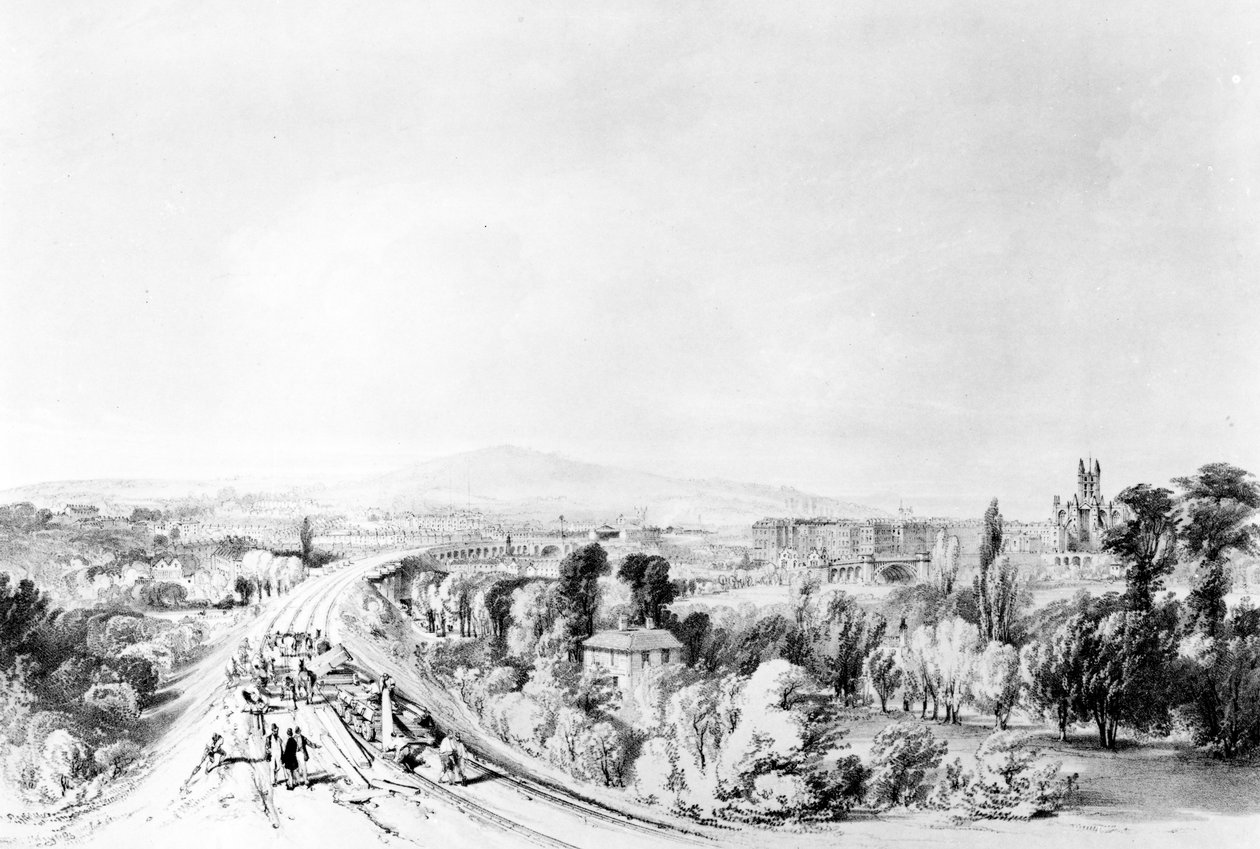 स्नान, 1846 (कलम, कागज पर स्याही से धोना) द्वारा जॉन कुक बोर्न