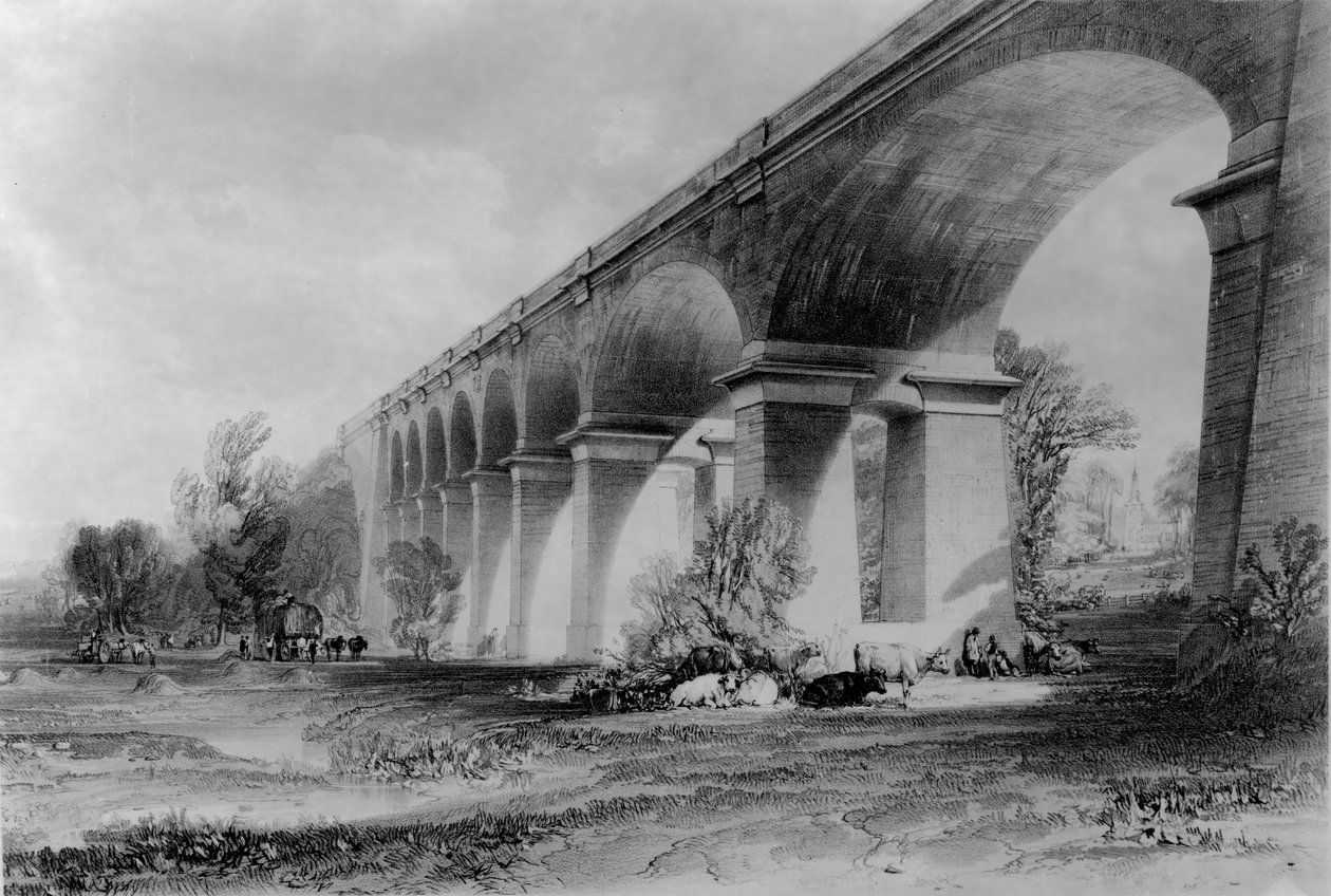 व्हर्न्क्लिफ वियाडक्ट, c.1840s द्वारा जॉन कुक बोर्न