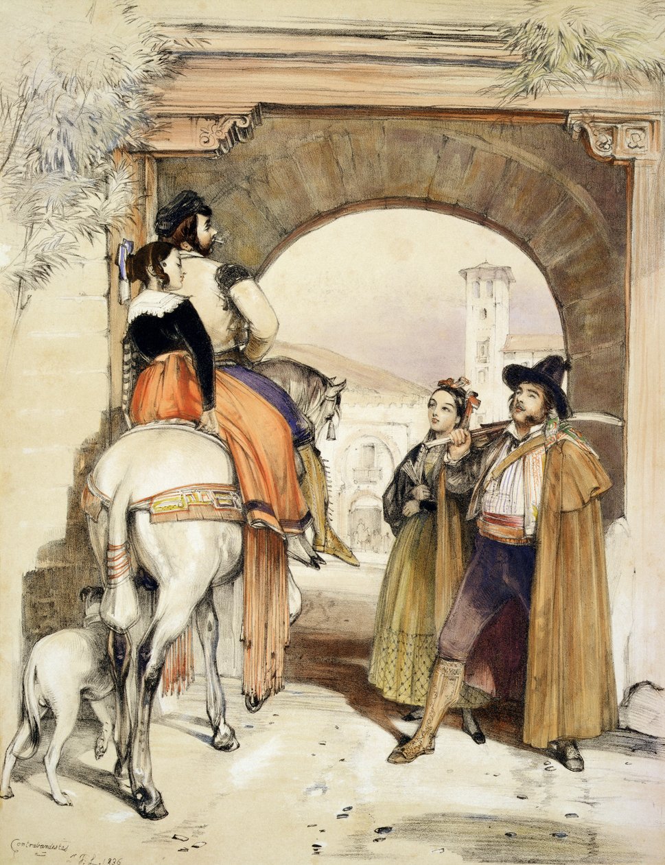 कंट्रैन्डिस्टस, &39;स्केचेस ऑफ स्पेन&39;, चार्ल्स जोसेफ हुलमंडेल (1789-1850) द्वारा उत्कीर्ण, 1836 में प्रकाशित द्वारा जॉन फ्रेडरिक लुईस
