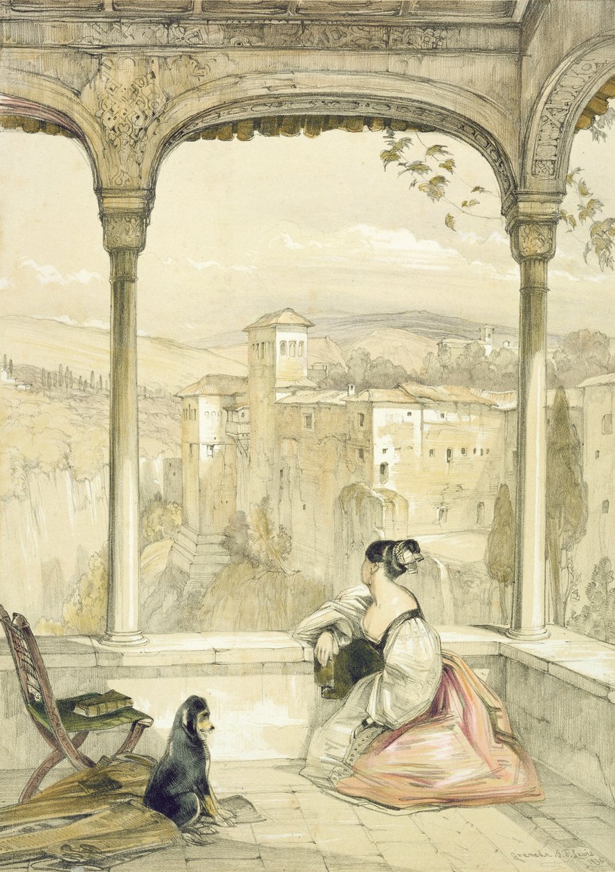 ग्रेगाडा (अल्हाम्ब्रा), एफजी मून, लंदन&39;1836 द्वारा प्रकाशित &39;स्केचेस ऑफ स्पेन&39; से प्लेट 9 (देखें 136059) द्वारा जॉन फ्रेडरिक लुईस