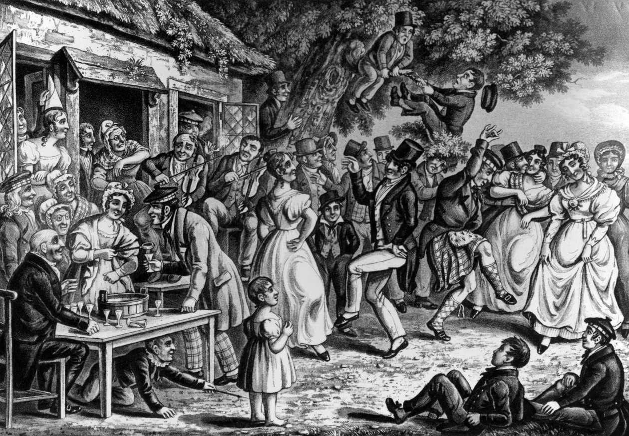 जॉन ग्रांट की &39;द पेनी वेडिंग&39; की द प्लेट 5, द शेमिट रील, जोशुआ ग्लैडाह, 1836 द्वारा जॉन ग्रांट