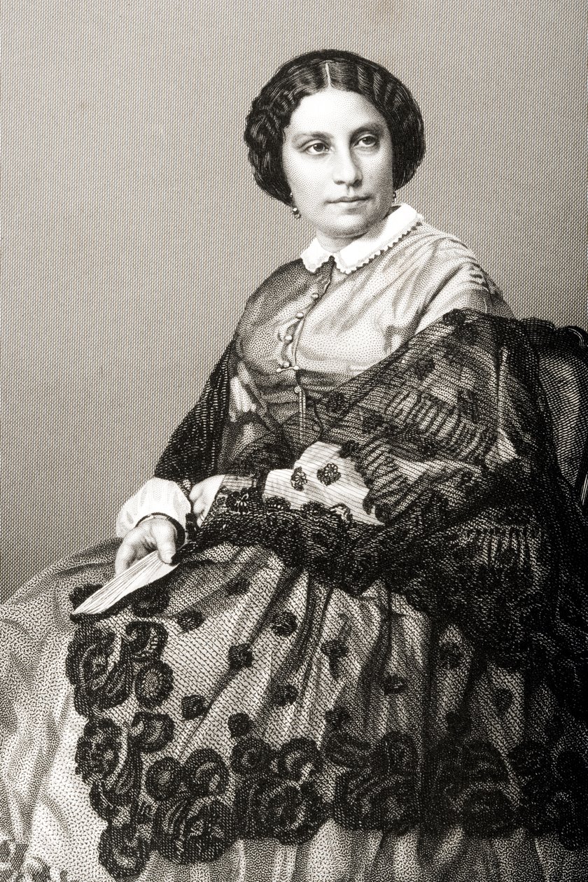 मैडम कैरोलिन मैरी फेलिक्स मोइलन-कार्वाल्हो (c.1827-95) ने डीजे पाउंड द्वारा एक तस्वीर से उत्कीर्ण किया, &39;द ड्रॉइंग-रूम ऑफ एमिनेंट पर्सन्स, वॉल्यूम 2&39; से, लंदन में प्रकाशित, 1860 द्वारा जॉन जाबेज एडविन पैस्ले मयाल