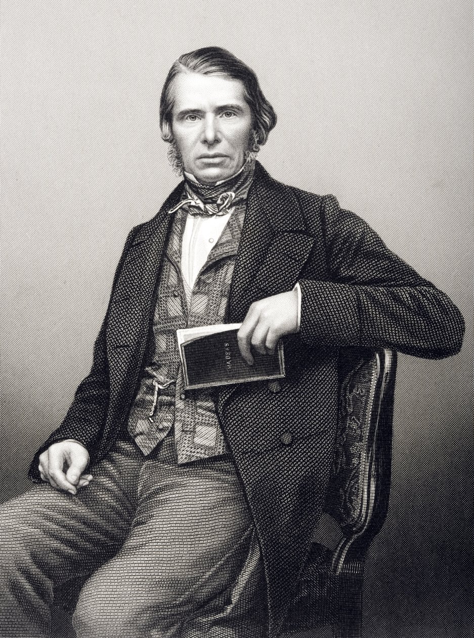 लंदन में 1860 में प्रकाशित &39;द ड्रॉइंग-रूम ऑफ एमिनेंट पर्सन्स, वॉल्यूम 2&39; से एक तस्वीर से डीजे पाउंड द्वारा उत्कीर्ण सर चार्ल्स एडवर्ड ट्रेवेलियन (1807-86) द्वारा जॉन जाबेज एडविन पैस्ले मयाल