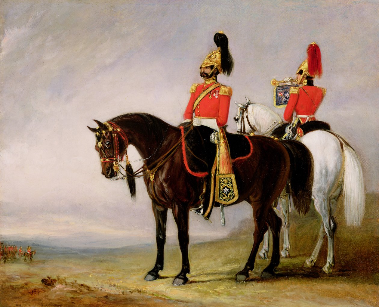 कर्नल जेम्स चार्ल्स चटनर (1792-1874) ने अपने ट्रम्पटर के साथ अपने चार्जर पर c.1849 के साथ चौथे रॉयल आयरिश ड्रैगून गार्ड्स द्वारा जॉन ई। फर्नेली