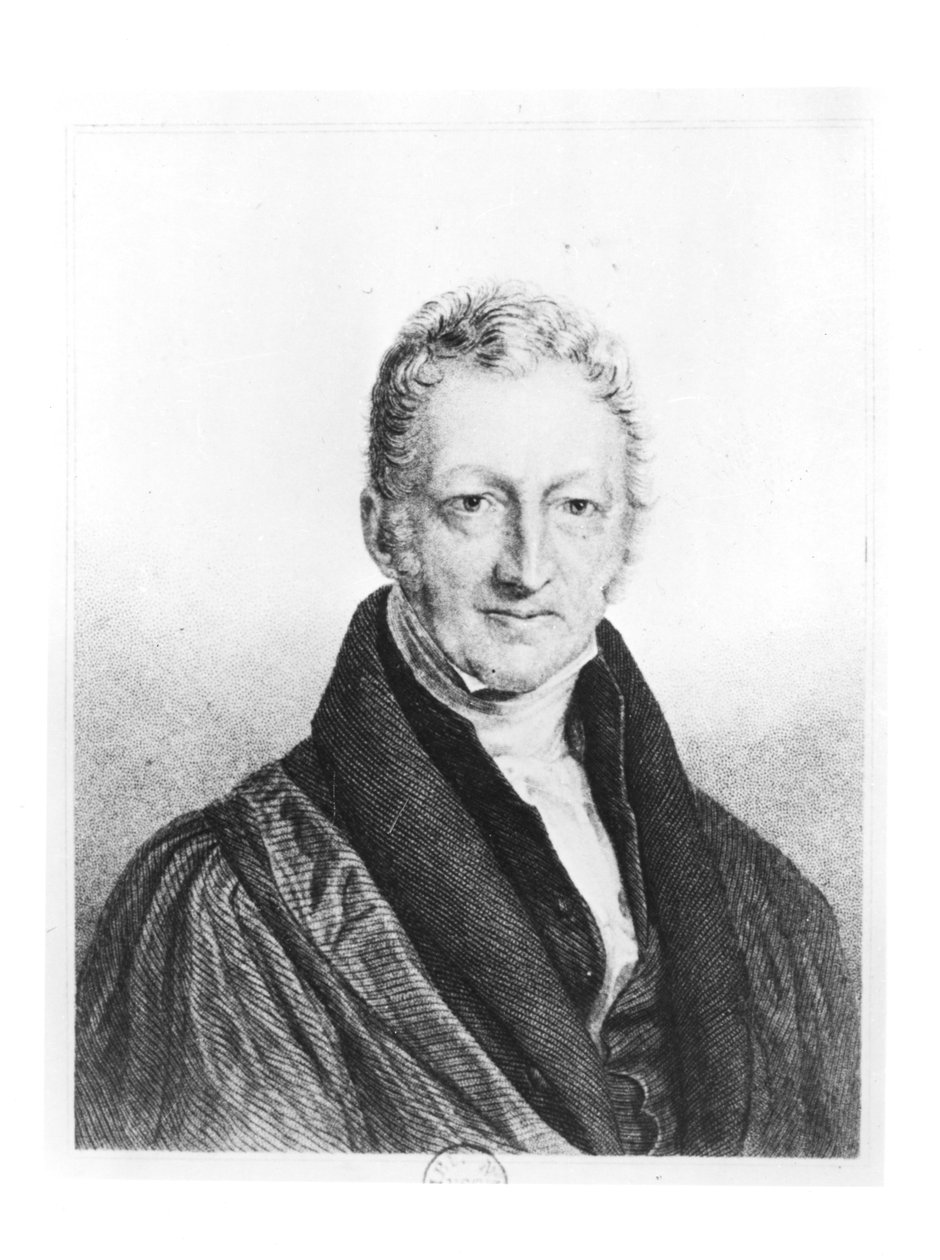 थॉमस रॉबर्ट माल्थस का पोर्ट्रेट (1766-1834) फोरनियर द्वारा &39;डिक्शनरी ऑफ पॉलिटिकल इकोनॉमिक्स&39; के लिए 1853 द्वारा जॉन लिननेल