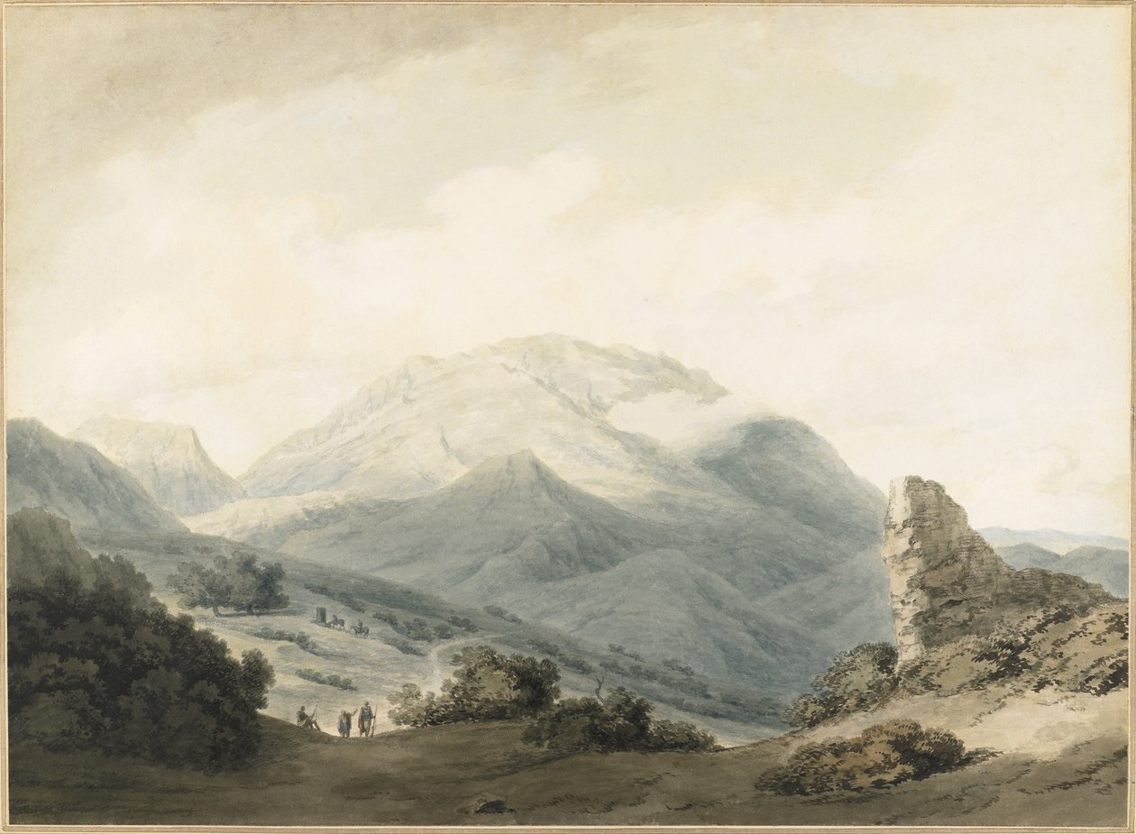 लिवाडिया और डेल्फी के बीच सड़क से माउंट पर्नासस, c.1790 द्वारा जॉन रॉबर्ट कोज़ेंस