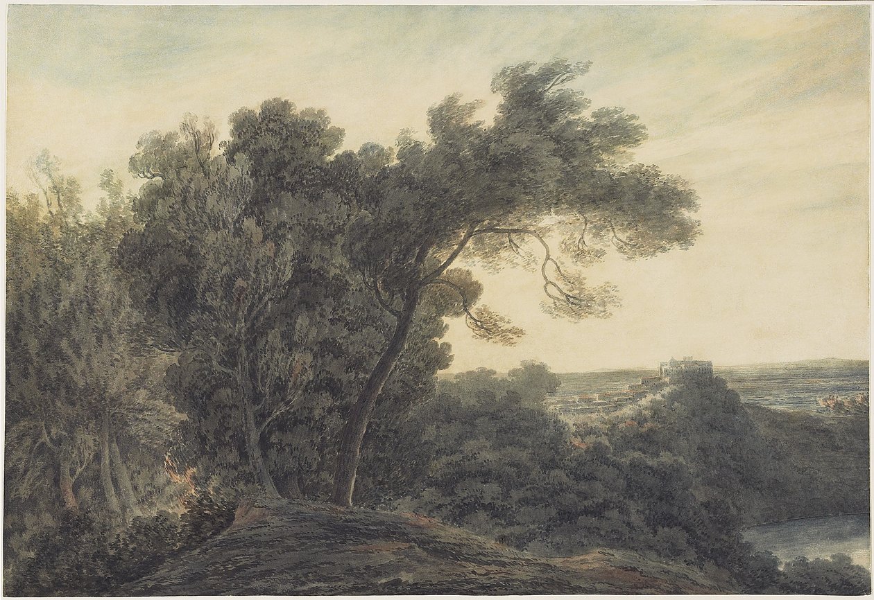 एल्बानो और कैलेण्ड गॉल्फ़ॉल्फो की झील, c.1778 (wow paper पर ग्रेफाइट से अधिक) द्वारा जॉन रॉबर्ट कोज़ेंस