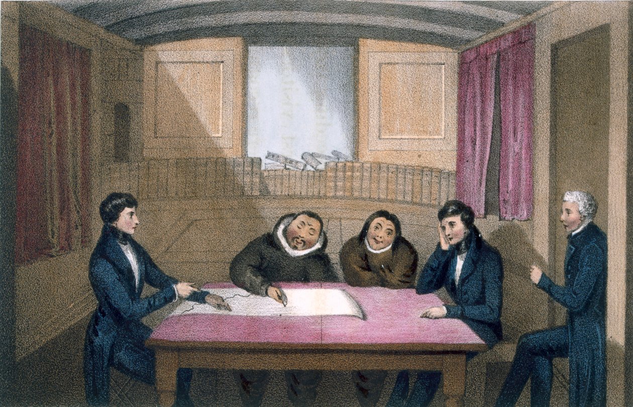Ikmalick और Apelagliu अधिकारियों के क्वार्टर में ड्राइंग, 1835 द्वारा जॉन रॉस