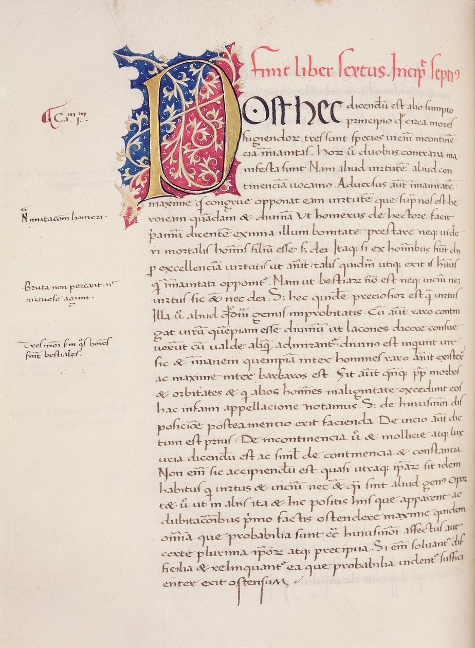 Ms.228, f.54v: अरस्तू की &39;निकोमाचेन एथिक्स एंड पॉलिटिक्स&39; से पेज, 1452 द्वारा जॉन रसेल