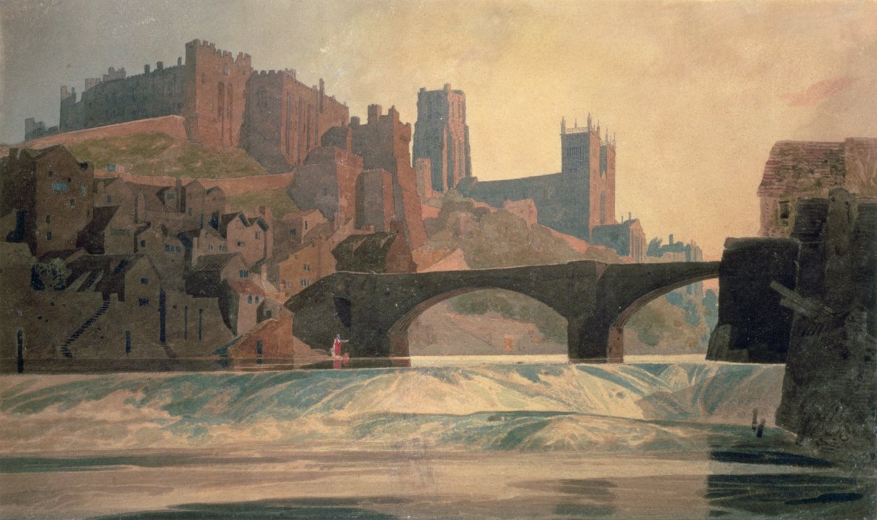 डरहम कैसल और कैथेड्रल, c.1809-10 द्वारा जॉन बेच Cotman