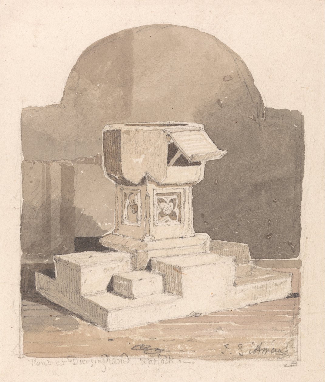 दर्सिंघम चर्च, नोरफ़ोक में फ़ॉन्ट द्वारा जॉन बेच Cotman
