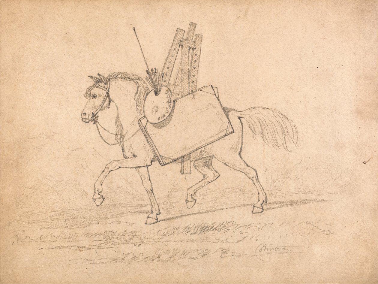 घोड़े को कलाकार के पैराफर्नलिया के साथ लोड किया गया द्वारा जॉन बेच Cotman