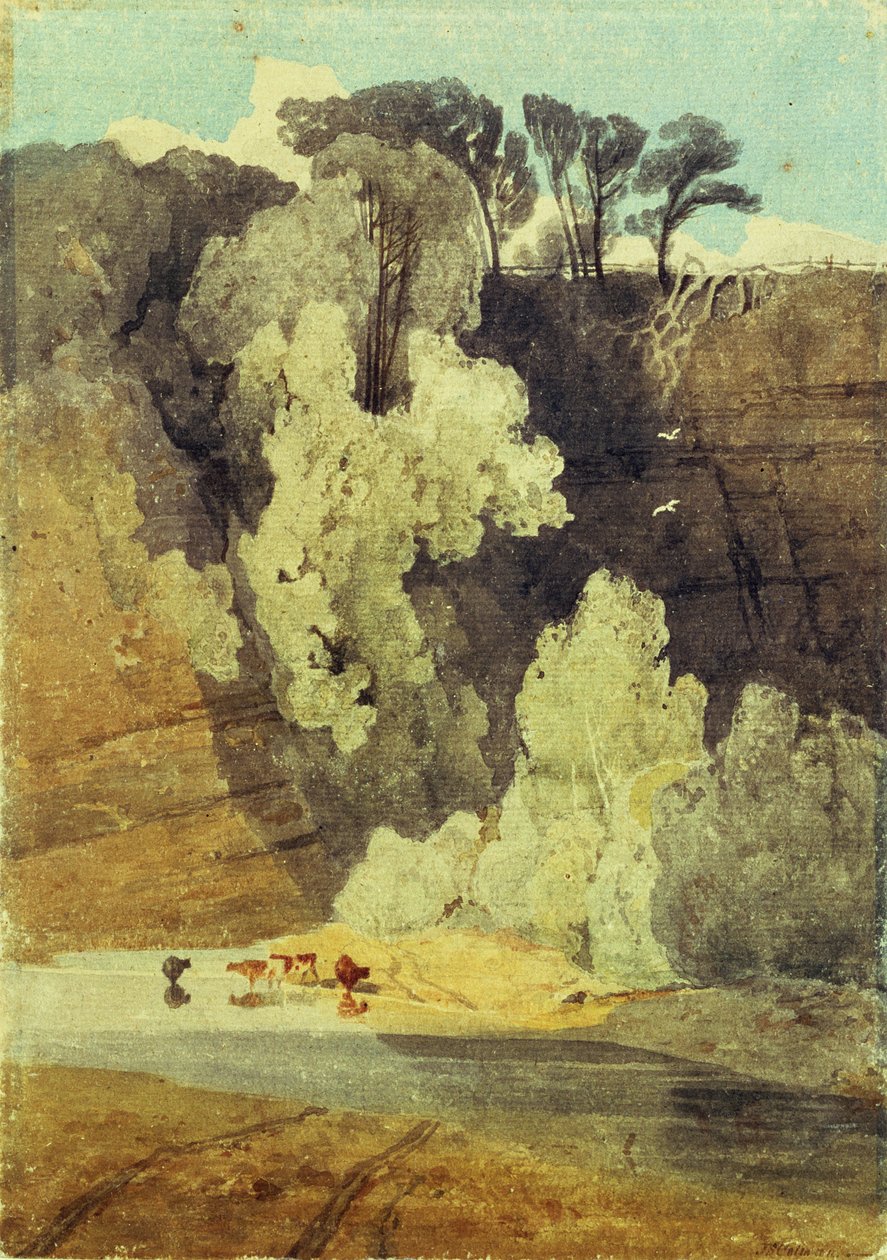 ग्रेटा नदी पर, यॉर्कशायर (wc और पेंसिल कागज पर) द्वारा जॉन बेच Cotman