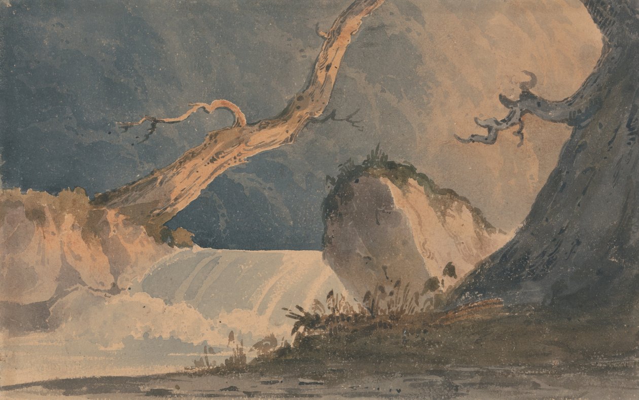 एक उजाड़ लैंडस्केप में झरना द्वारा जॉन बेच Cotman