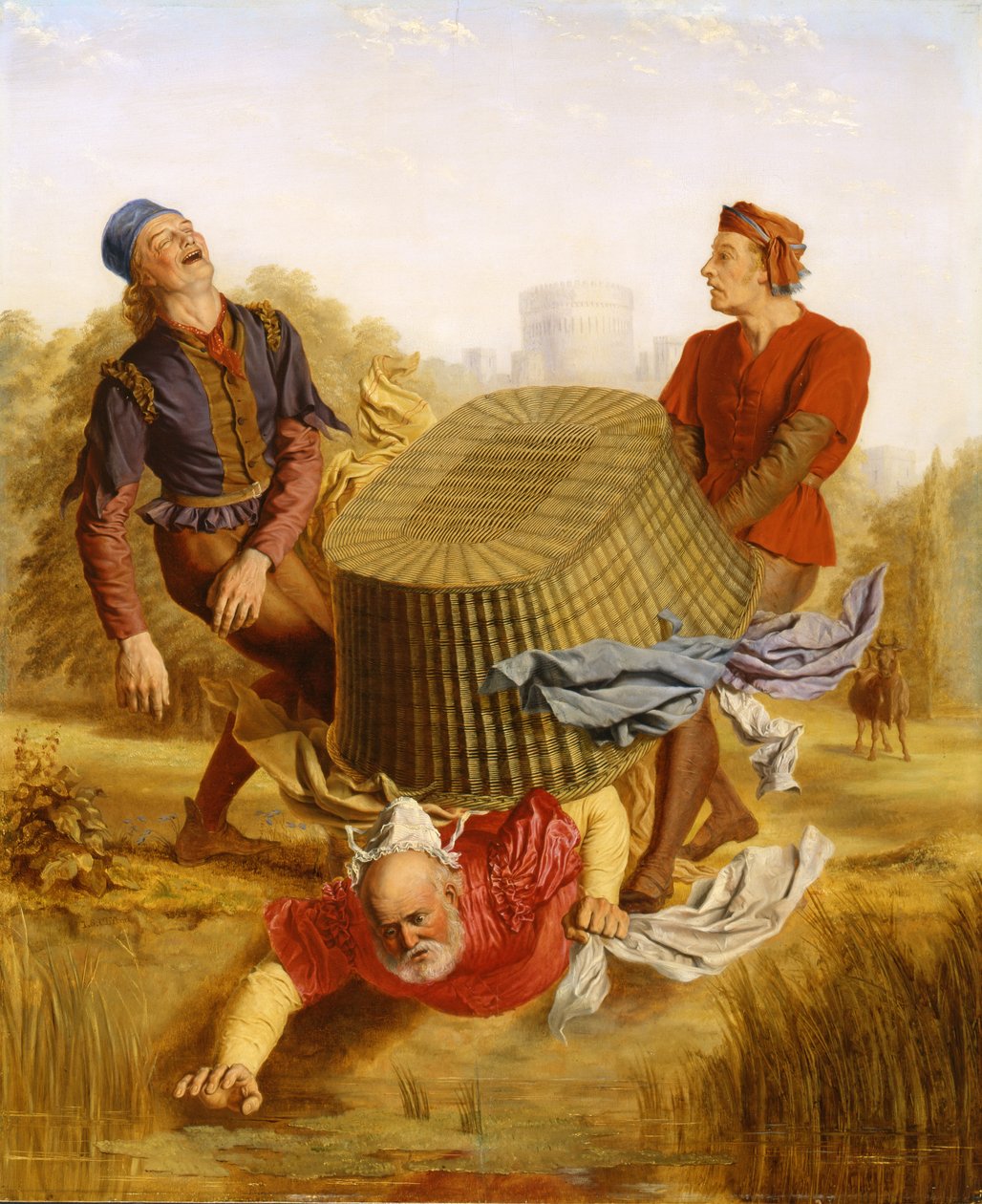 विलियम शेक्सपियर (1564-1616) 1849 द्वारा &39;द मीर वाइव्स ऑफ विंडसर&39; से दक्खेट मीड पर बक वॉशिंग द्वारा जॉन स्किनर क्लिफ्टन