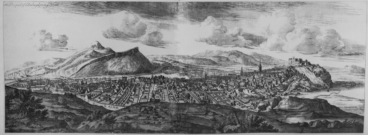 उत्तर से एडिनबर्ग की संभावना, &39;थिएट्रम स्कोटिया&39; से, 1719 में प्रकाशित संस्करण (उत्कीर्ण) द्वारा जॉन स्लीज़र
