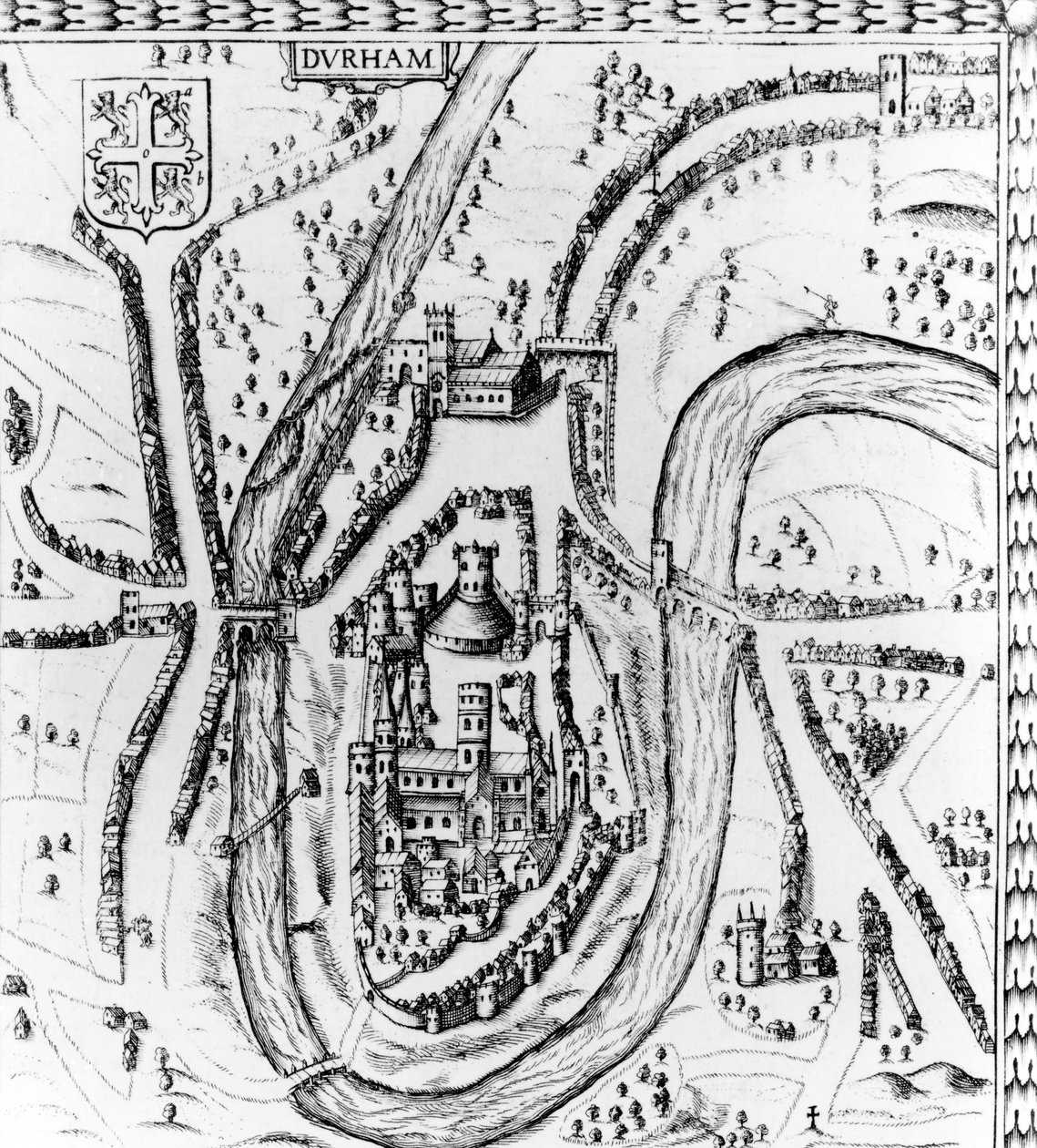 डरहम शहर का नक्शा, c.1662 द्वारा जॉन स्पीड