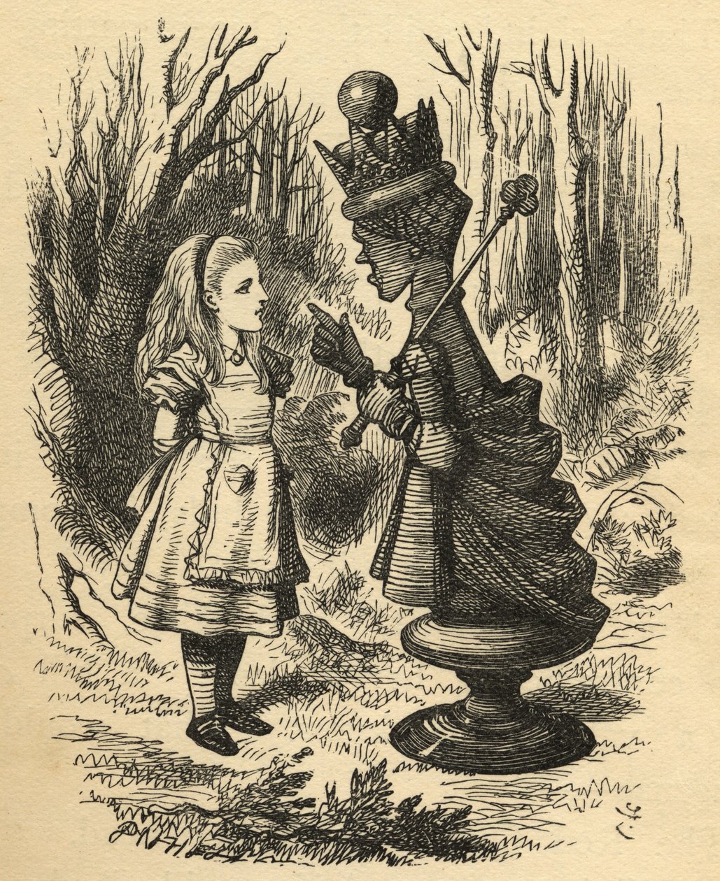 एलिस और द रेड क्वीन, लुईस कैरोल (1832-98) द्वारा &39;थ्रू द लुकिंग ग्लास&39; का चित्रण पहली बार 1871 में प्रकाशित हुआ द्वारा जॉन टेनिएल