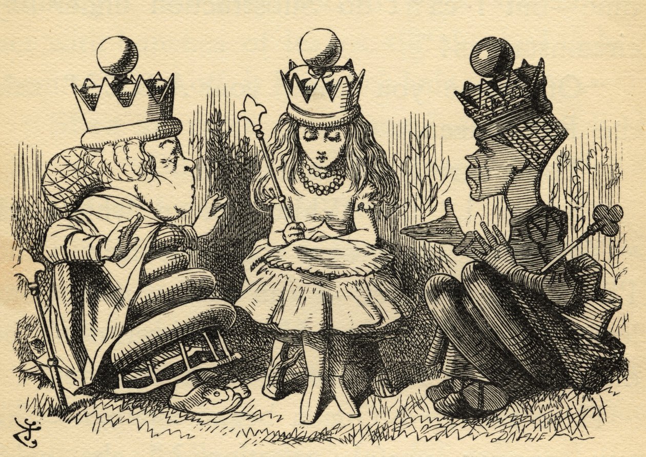शिष्टाचार और पाठ, लुईस कैरोल द्वारा &39;थ्रू द लुकिंग ग्लास&39; का चित्रण (1832-98) पहली बार 1871 में प्रकाशित हुआ द्वारा जॉन टेनिएल