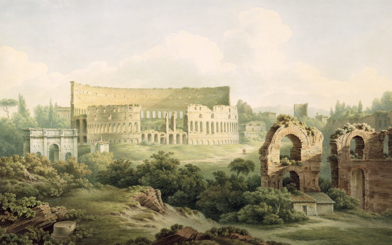 कोलोसियम, रोम, 1802 (वॉव पेपर पर ग्रेफाइट से अधिक) द्वारा जॉन वारविक स्मिथ