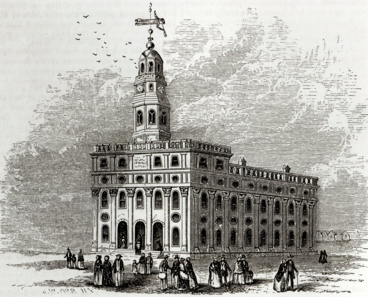 नौवू मंदिर, इलिनोइस, 1854 द्वारा जॉन विलियम ओर