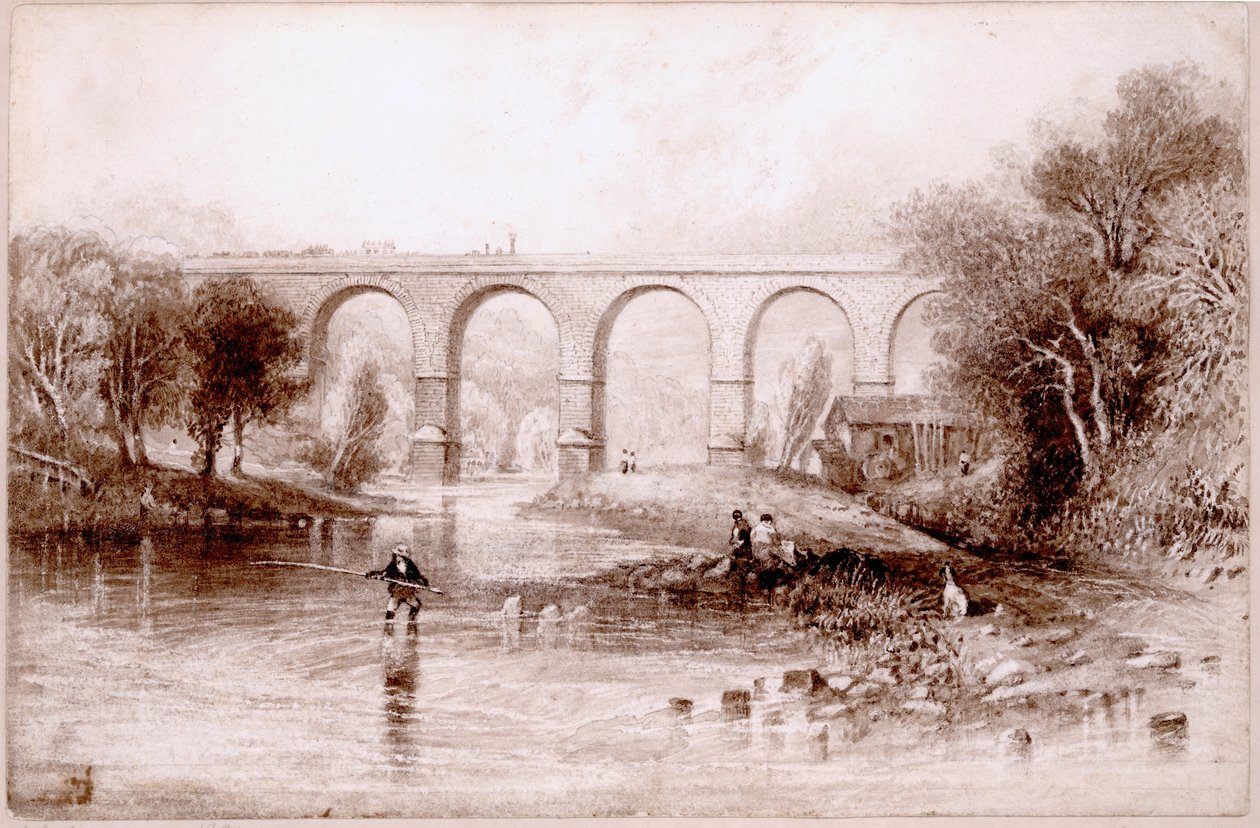 वेथरल ब्रिज, 1836 (wc कागज पर स्याही रहित) द्वारा जॉन विल्सन कारमाइकल