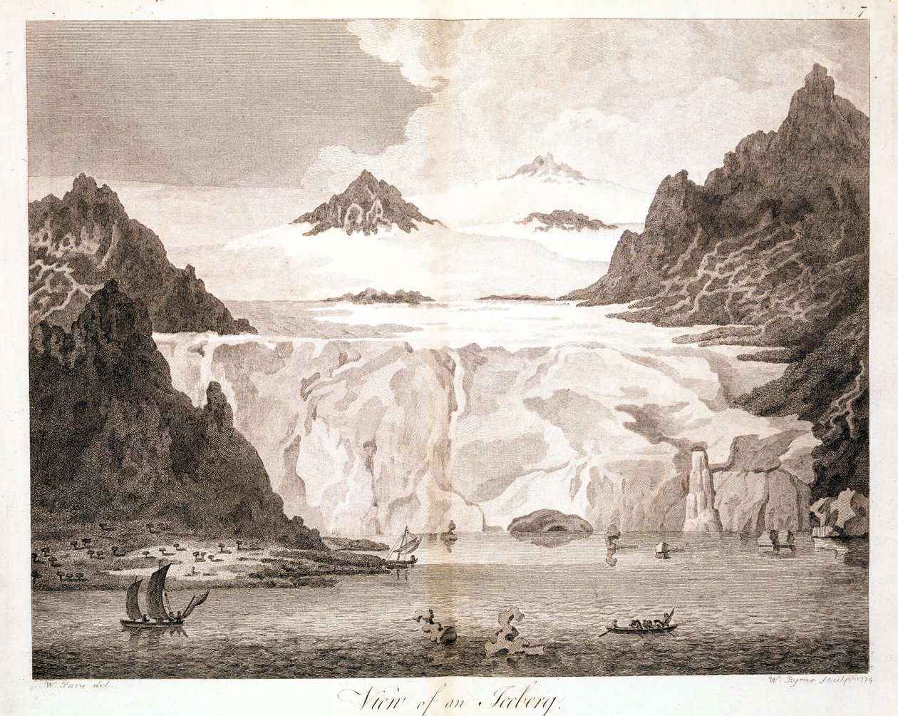 महामहिम कमान, 1774 द्वारा किए गए उत्तरी ध्रुव की ओर एक यात्रा से एक हिमखंड का दृश्य द्वारा जॉन द यंगर क्लेवले