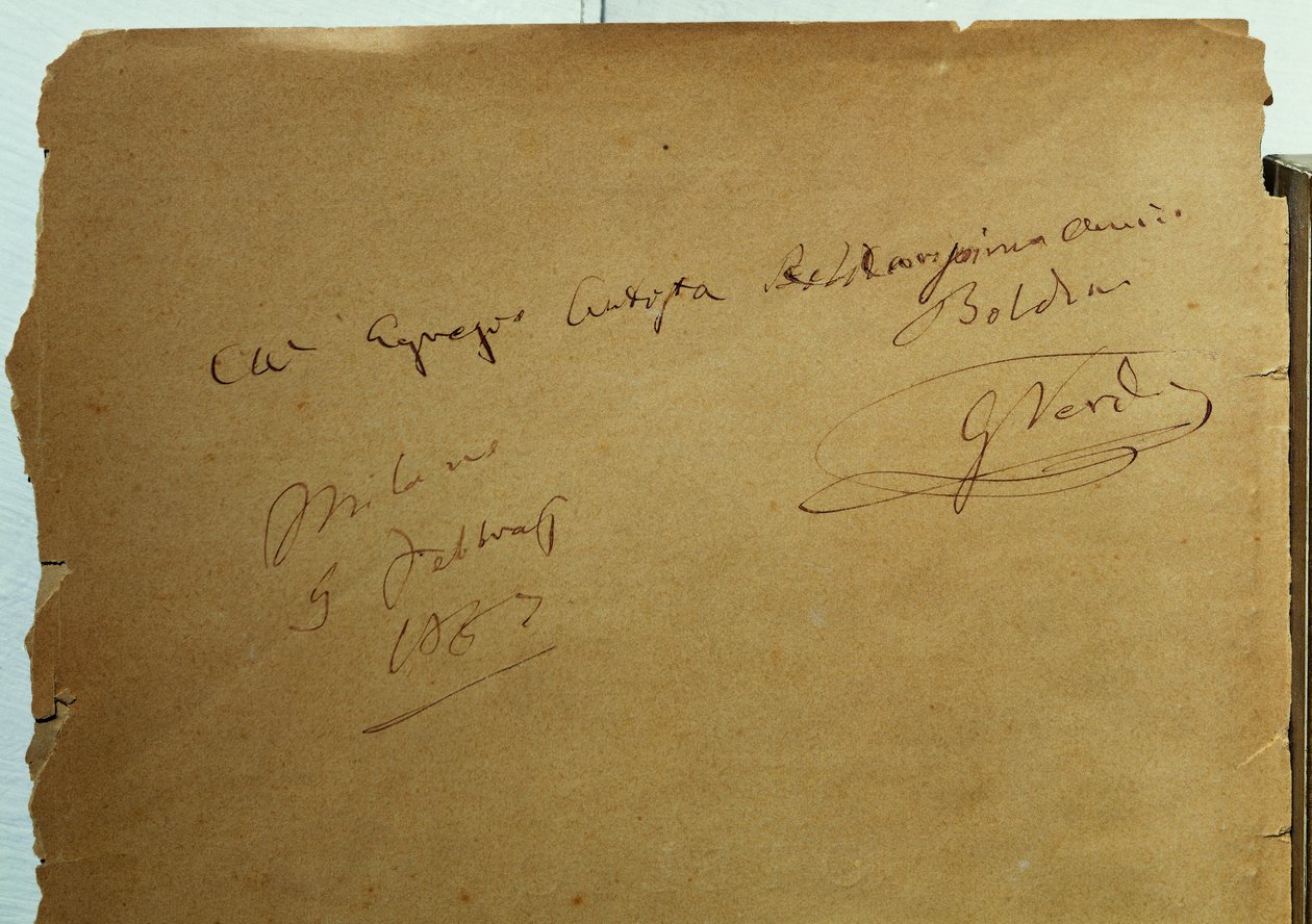 Giuseppe Verdi (1813-1901) द्वारा Giovanni Boldini (1842-1931) को ऑटोग्राफ किया गया समर्पण द्वारा वाल्टर चार्ल्स मिल्स