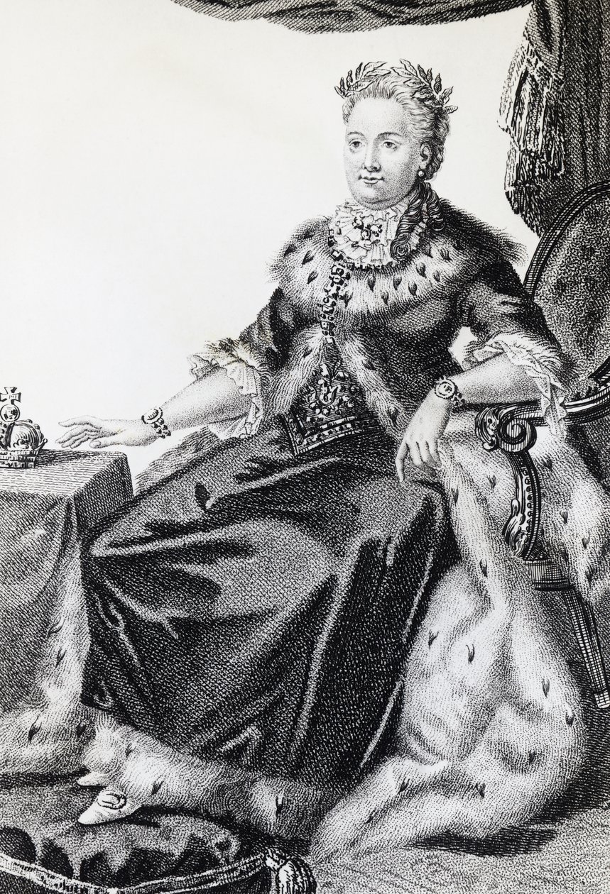 कैथरीन II, जन्म सोफी फ्रेडरिक अगस्टे (1729-1796), रूस की महारानी, उत्कीर्णन द्वारा वाल्टर चार्ल्स मिल्स