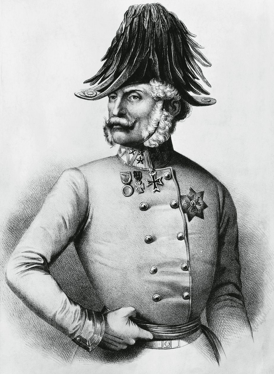 फेरेंज़ ग्युलाई (1798-1868) का पोर्ट्रेट, ऑस्ट्रो-हंगेरियन जनरल और राजनेता, उत्कीर्णन द्वारा वाल्टर चार्ल्स मिल्स