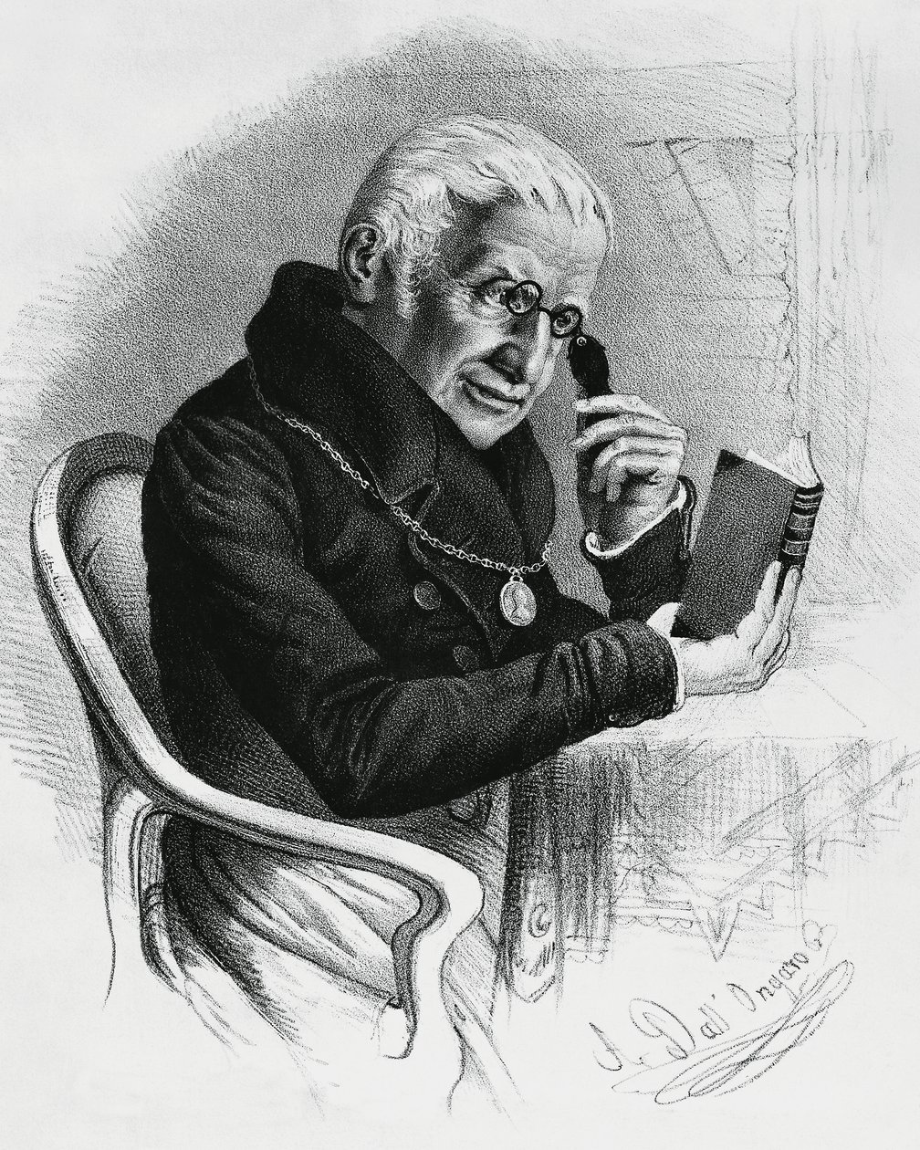 लोरेंजो रोंडोलिनी (1752-1844) का पोर्ट्रेट, इतालवी चिकित्सक और लेखक, एंटोनियो डल'ओंगारो द्वारा ड्राइंग द्वारा वाल्टर चार्ल्स मिल्स