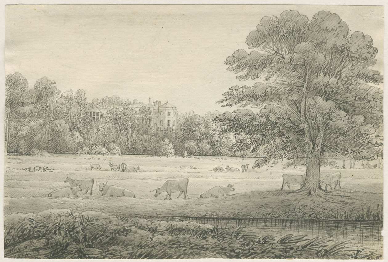 हैगली हॉल: पेन एंड वॉश ड्राइंग, 4 मई 1814 द्वारा जॉन ऑलपोर्ट