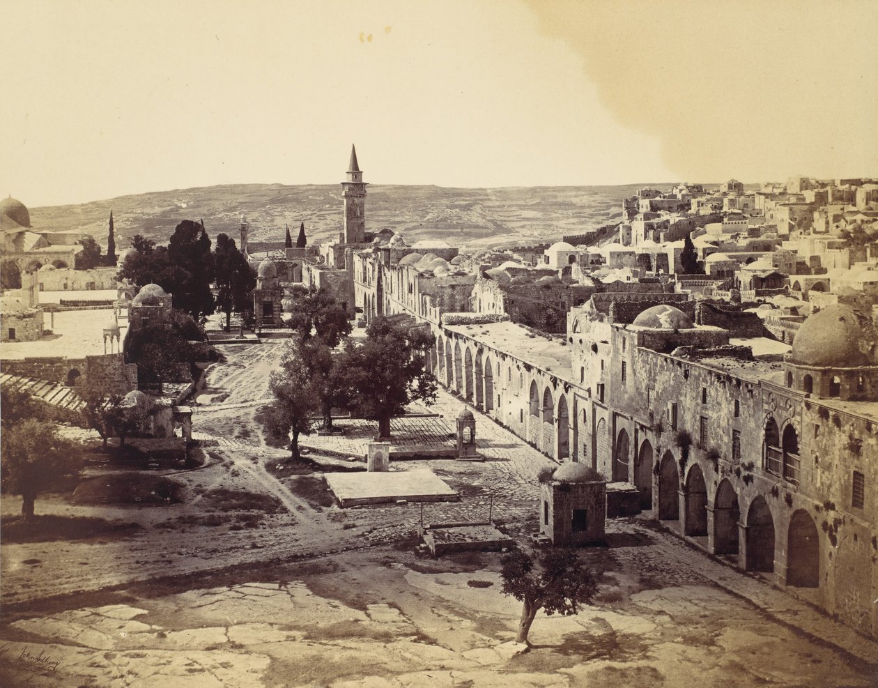 यरुशलम, उमर की मस्जिद का दरबार, 1857। द्वारा जॉन एंथनी