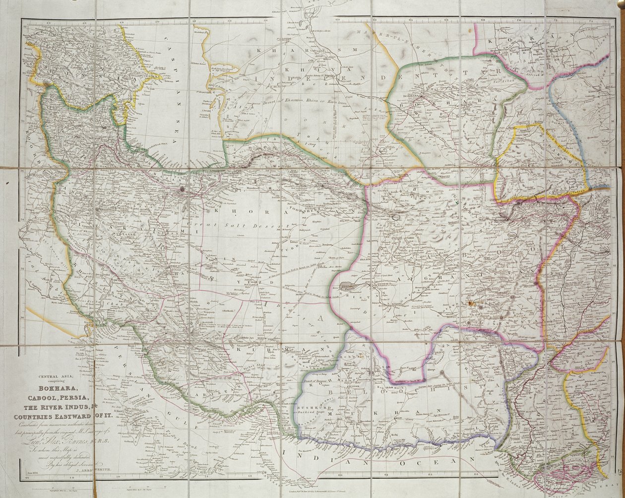 मध्य एशिया का नक्शा, 1834 द्वारा जॉन एरोस्मिथ