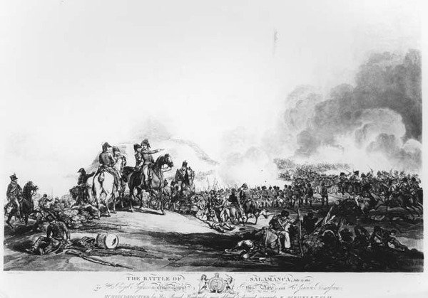सालमांका की लड़ाई, 22 जुलाई 1812, जी। लुईस, 1813 द्वारा उकेरी गई द्वारा एटकिंसन के बाद जॉन ऑगस्टस