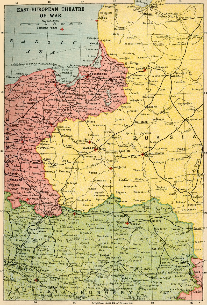 युद्ध के पूर्व-यूरोपीय रंगमंच, 1914-1918, c1920। द्वारा जॉन बार्थोलोम्यू और बेटा
