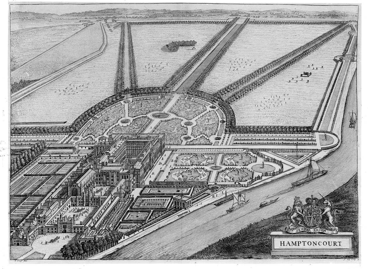 हैम्पटन कोर्ट पैलेस, c.1714-16 द्वारा जॉन बाउल्स