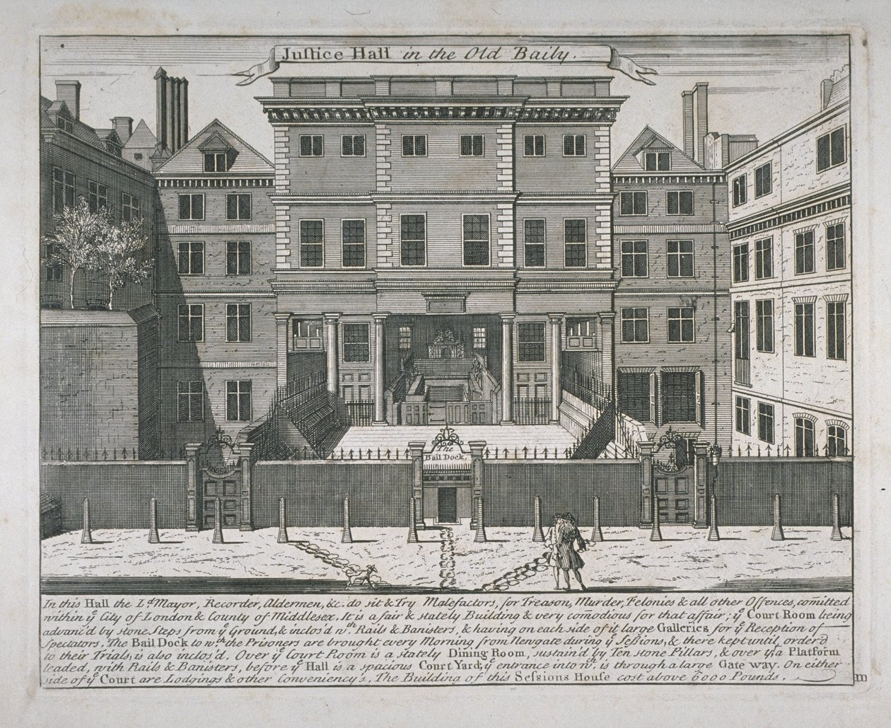 न्याय हॉल, ओल्ड बेली का दृश्य, c.1740 द्वारा जॉन बाउल्स