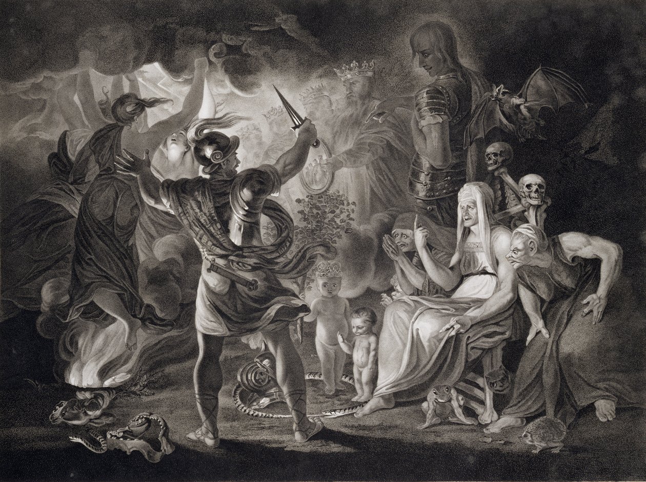मैकबेथ, एक्ट IV में तीन चुड़ैलों और Hecate, विलियम शेक्सपियर (1564-1616) द्वारा &39;मैकबेथ&39; का दृश्य I 1805 प्रकाशित द्वारा जॉन बॉयडेल