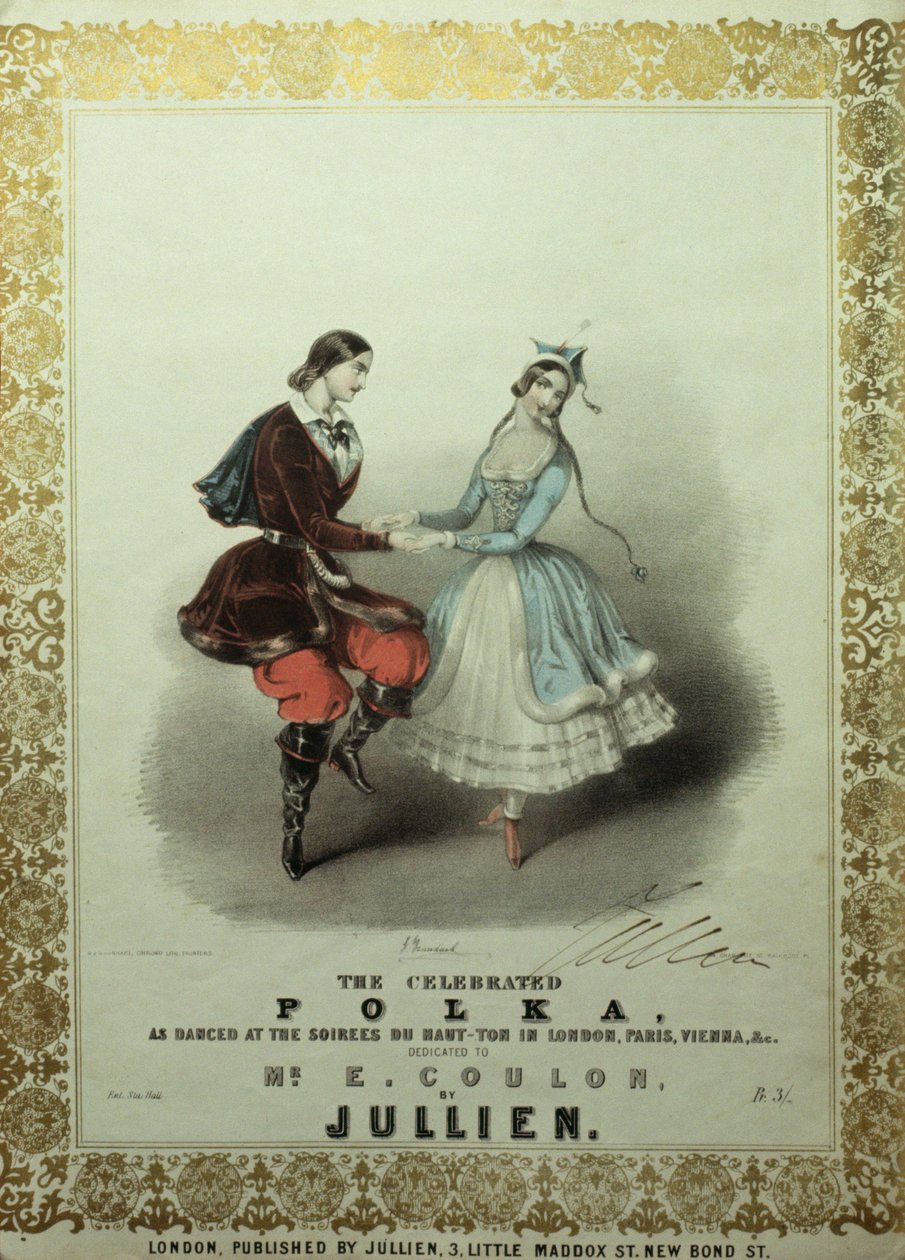 मनाया पोल्का, गीत पत्रक, 1840 (रंग लिथो) द्वारा जॉन ब्राइट