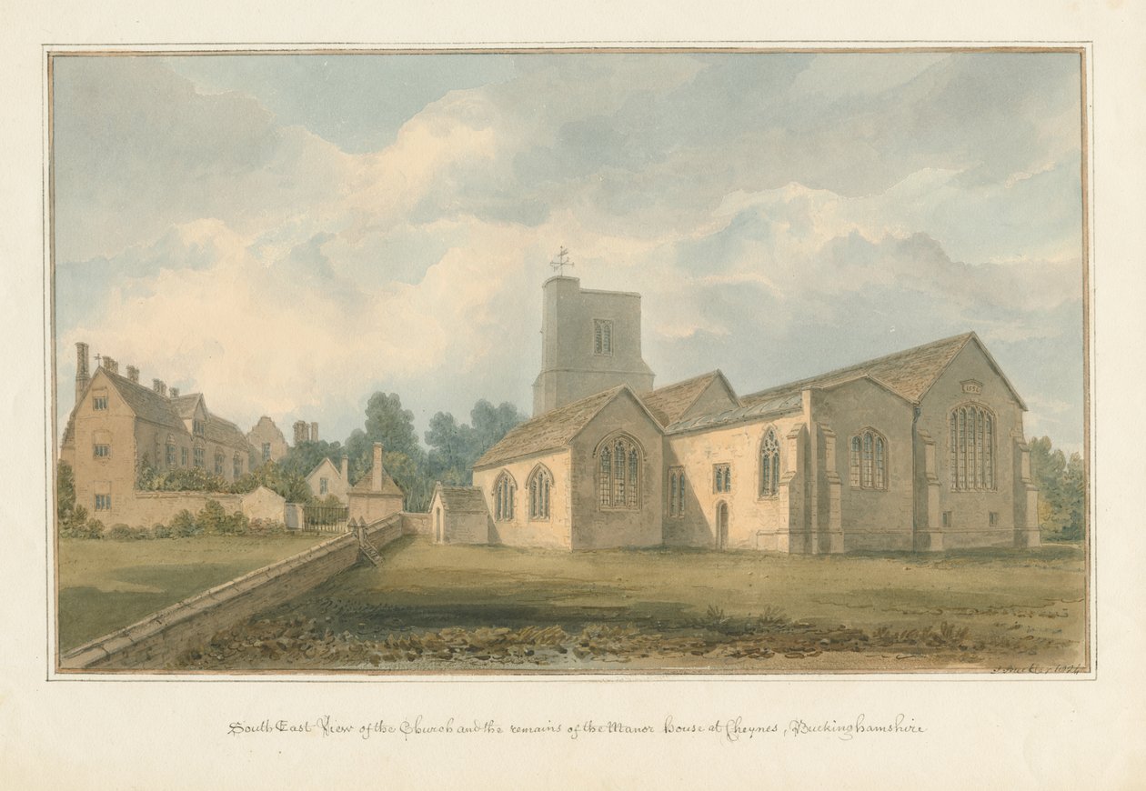 बकिंघमशायर - चेनीस चर्च और रेमन्स ऑफ़ द मैनर हाउस, 1824 द्वारा जॉन बकलर
