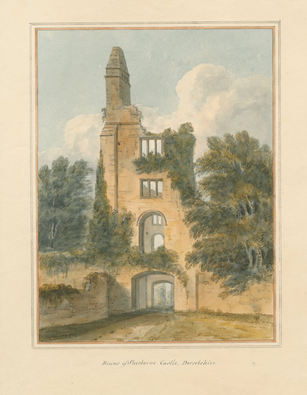 डोर्सेट - शेरबोर्न - महल के खंडहर, 1802 द्वारा जॉन बकलर