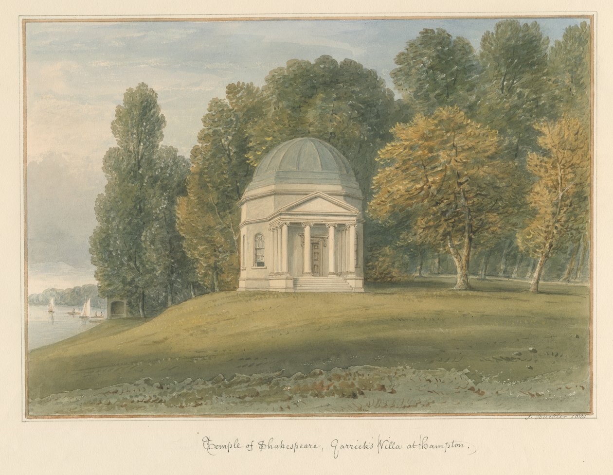 मिडिलसेक्स - हैम्पटन - गैरीक के विला में शेक्सपियर का मंदिर, 1831 द्वारा जॉन बकलर
