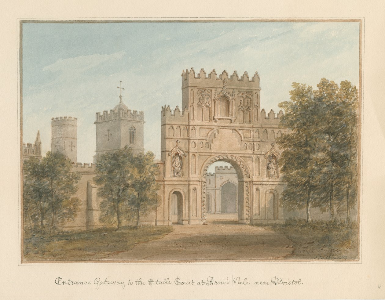 समरसेट - ब्रिस्टल - अर्नो के वाले, 1827 में स्टेबल कोर्ट में प्रवेश द्वार द्वारा जॉन बकलर