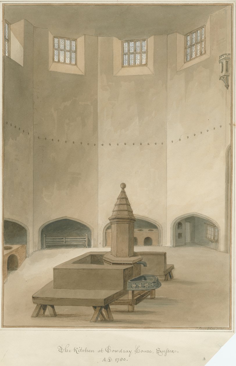 ससेक्स - काउड्रे हाउस - इंटीरियर ऑफ़ किचन, 1830 द्वारा जॉन बकलर
