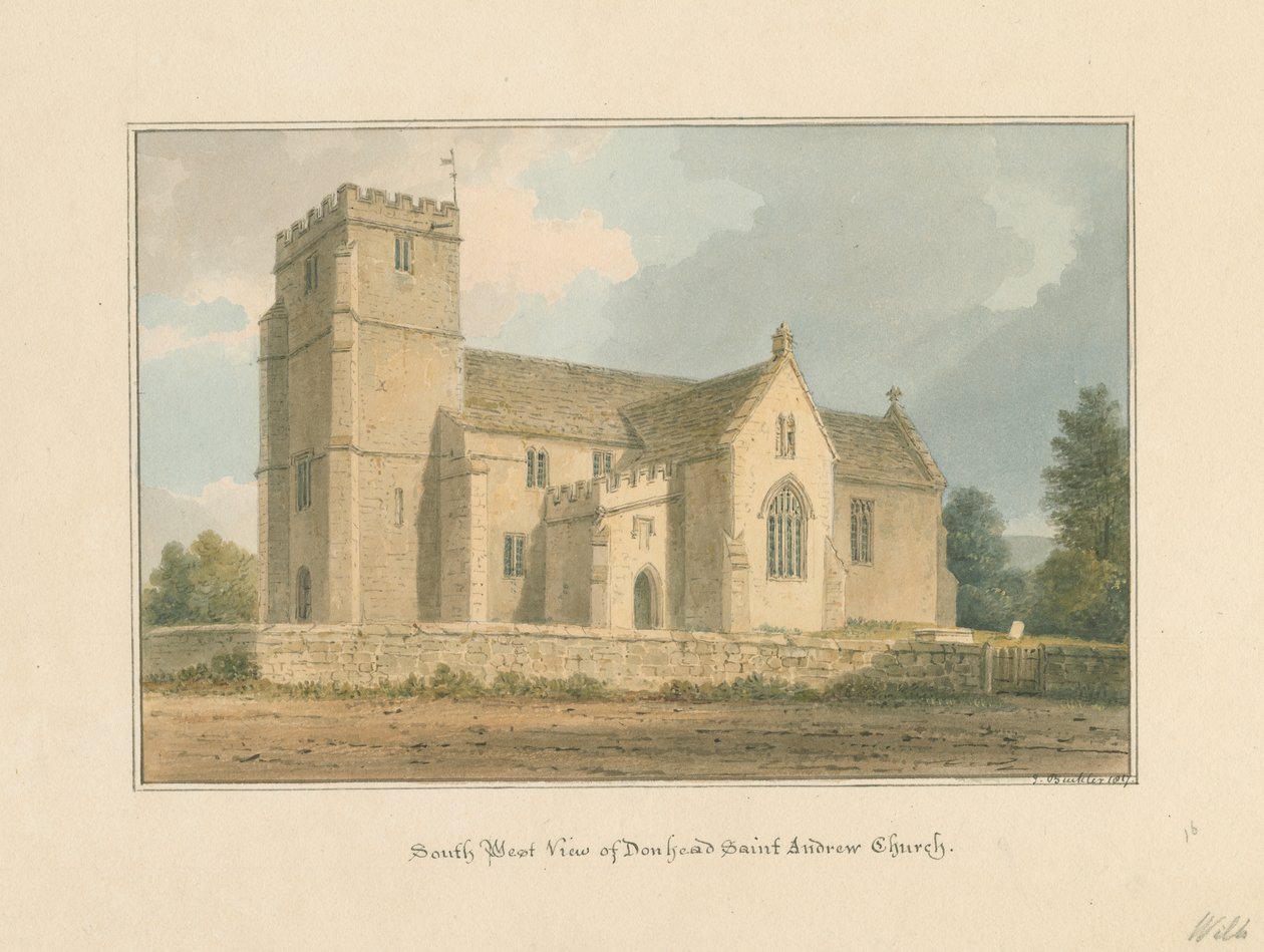 विल्टशायर - डोनेहेड सेंट एंड्रयू चर्च, 1817 द्वारा जॉन बकलर