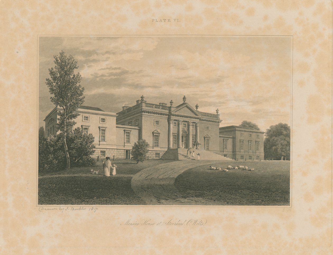 विल्टशायर - स्टॉरहेड - हवेली: उत्कीर्णन, 1817 द्वारा जॉन बकलर
