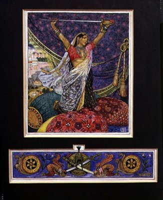 लेस दैन द डस्ट, लॉरेंस होप (1865-1904) पब द्वारा 'द गार्डन ऑफ काम' का चित्रण। 1912 (कागज पर जल रंग और गौचे) द्वारा जॉन बयम लिस्टन शॉ