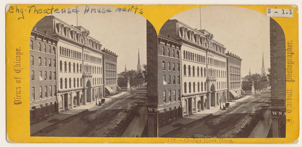 1871 के शिकागो फायर से पहले क्रॉसबीस ओपेरा हाउस का दृश्य द्वारा जॉन कार्बेट